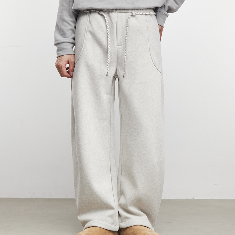 舒暖絮420g重磅加絨慕斯空氣棉直筒休閒褲男百搭寬鬆衛褲