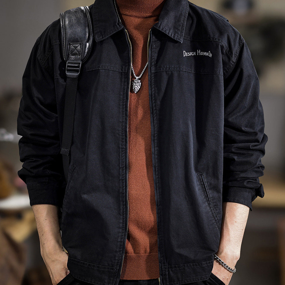 高端水洗復古加棉夾克男秋冬季美式潮牌戶外工裝休閑外套