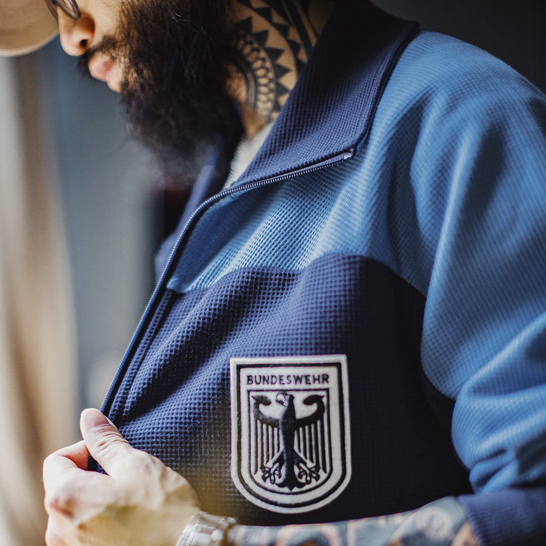 美式撞色教練夾克華夫格立領藍色訓練服透氣長袖外套男秋