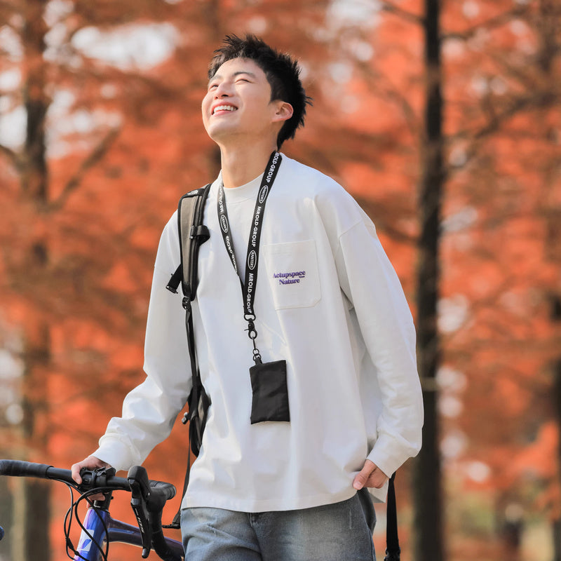 長袖T恤男發泡印花百搭圓領衛衣