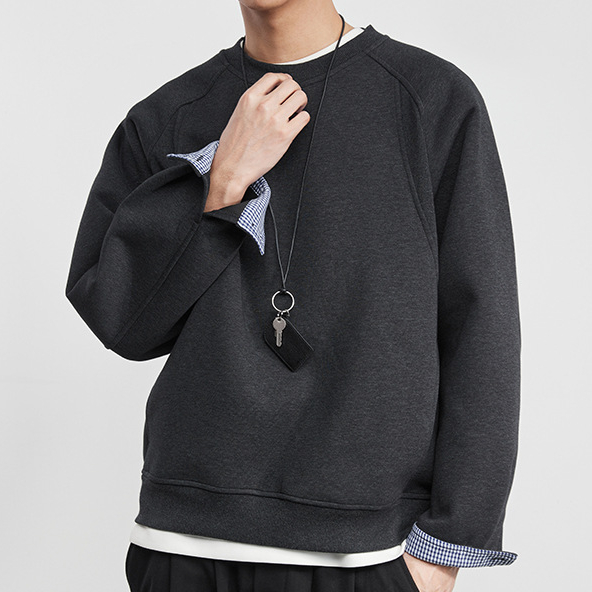 格序秋冬新款套頭加絨拼接衛衣百搭情侶復古日系寬鬆潮流