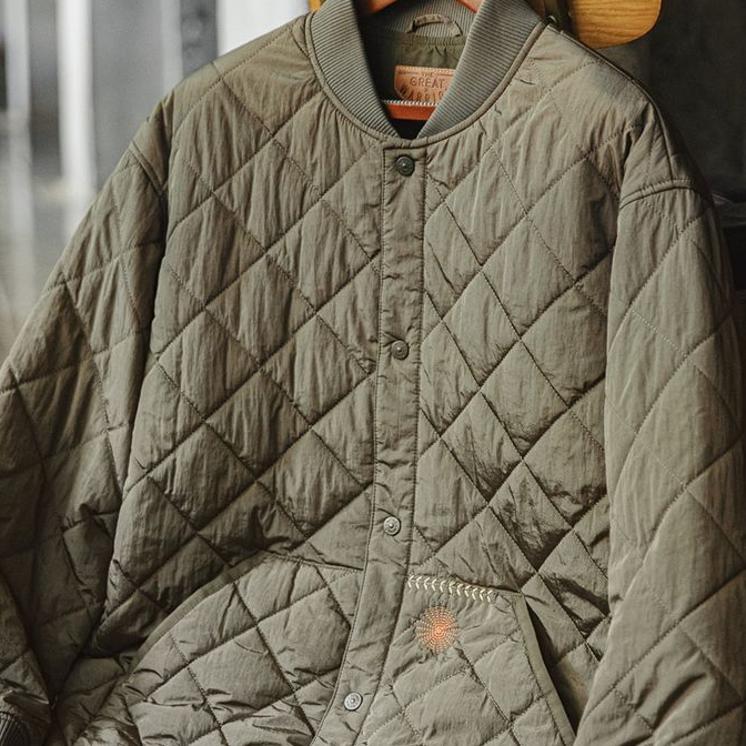 美式休閒絎縫棒球服夾克棉衣菱形格加厚保暖棉服外套男冬