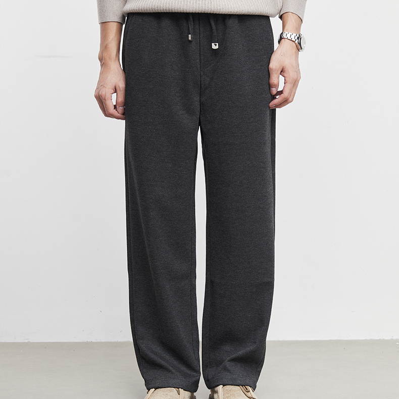 雅衡時尚加厚毛呢休閒褲男秋冬季2025新款顯瘦直筒長褲子