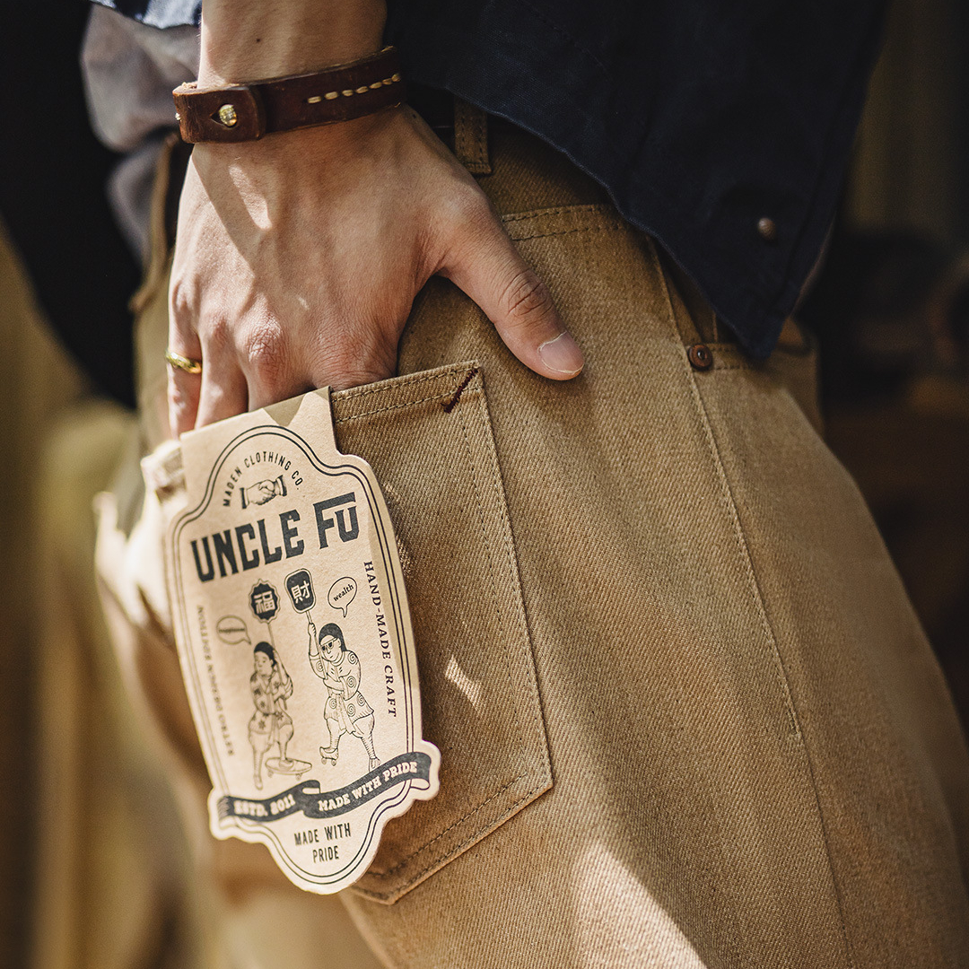 美式復古西部牛仔褲卡其棕色直筒黃石赤耳原牛休閒褲男秋