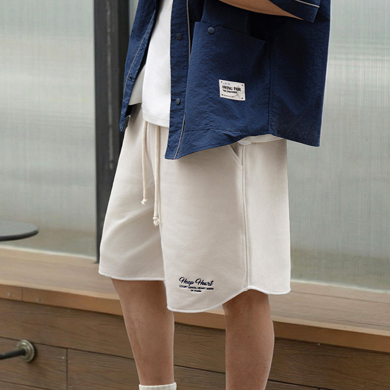 美式哈蘇線籃球運動短褲刺繡五分褲420g撞色毛圈衛褲子夏