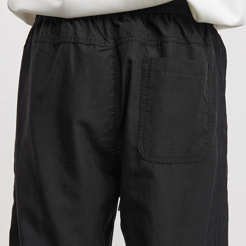 萊賽爾輕薄肌理休閒彎刀褲男夏季抽繩寬鬆透氣垂感通勤長褲