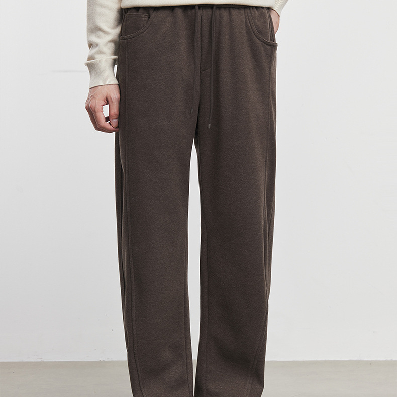 街角暖絨秋冬季寬鬆抽繩加絨休閒褲舒適運動簡約百搭長褲
