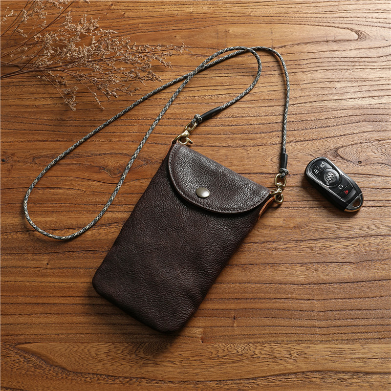 植鞣頭層牛皮男士手機包斜挎包迷你小包包真皮掛脖輕便簡約男女款