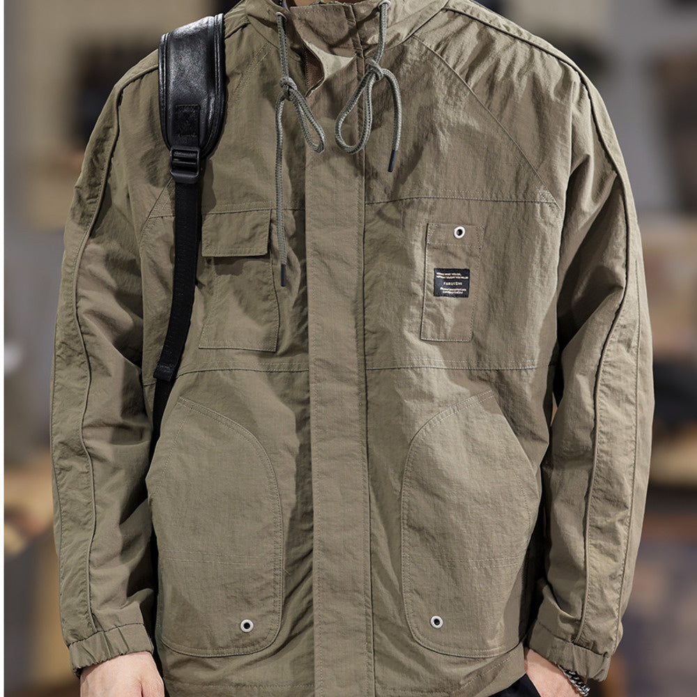 秋冬新款美式復古獵裝男士夾克百搭潮牌戶外登山沖鋒工裝休閑外套