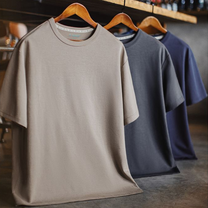 美式7A抗菌T恤螺紋領口cleanfit針織薄款半袖短袖男夏季