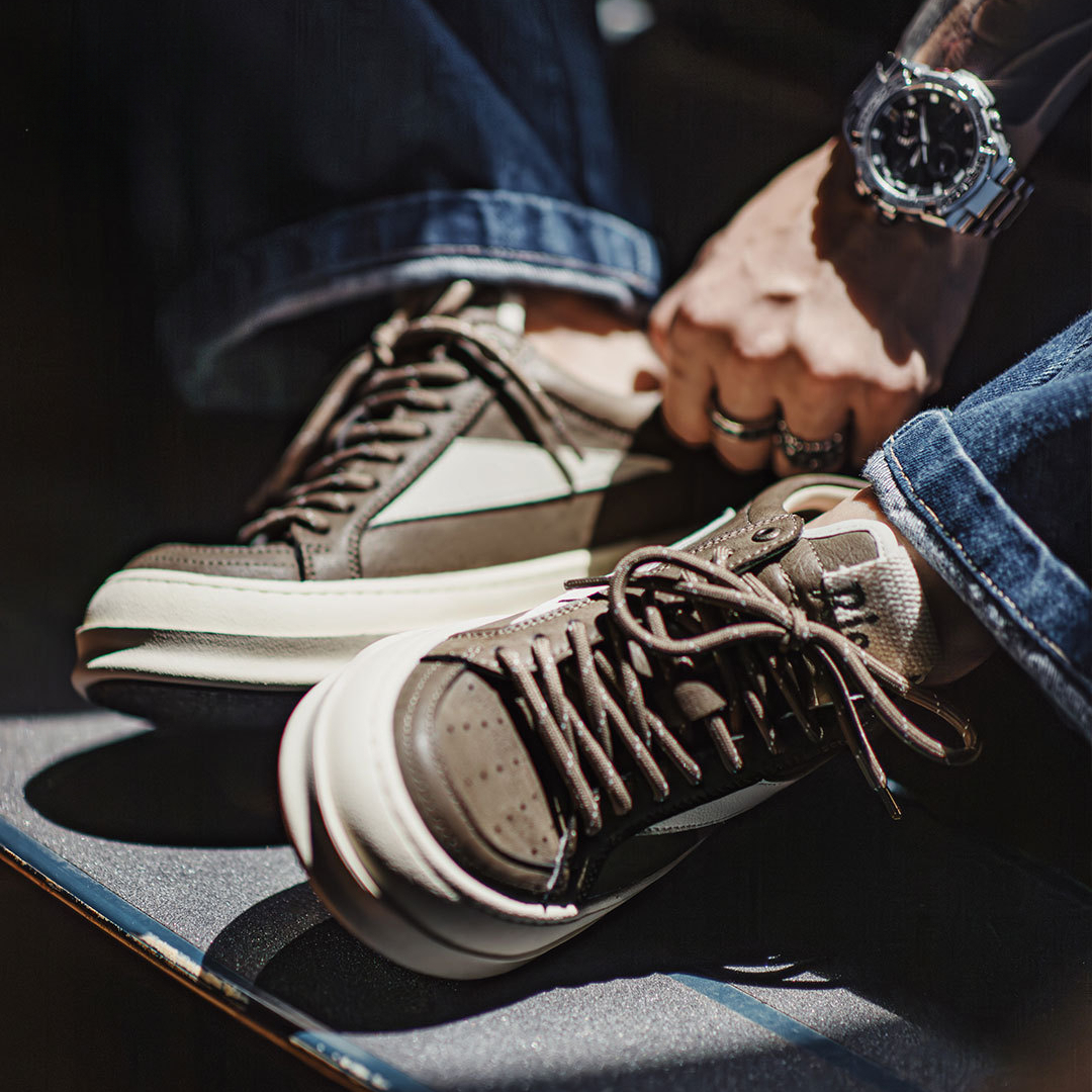 秋季新款男士復古RO美式高街板鞋厚底增高棕色cleanfit休閒鞋