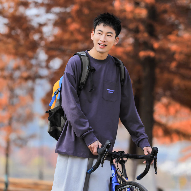 長袖T恤男發泡印花百搭圓領衛衣