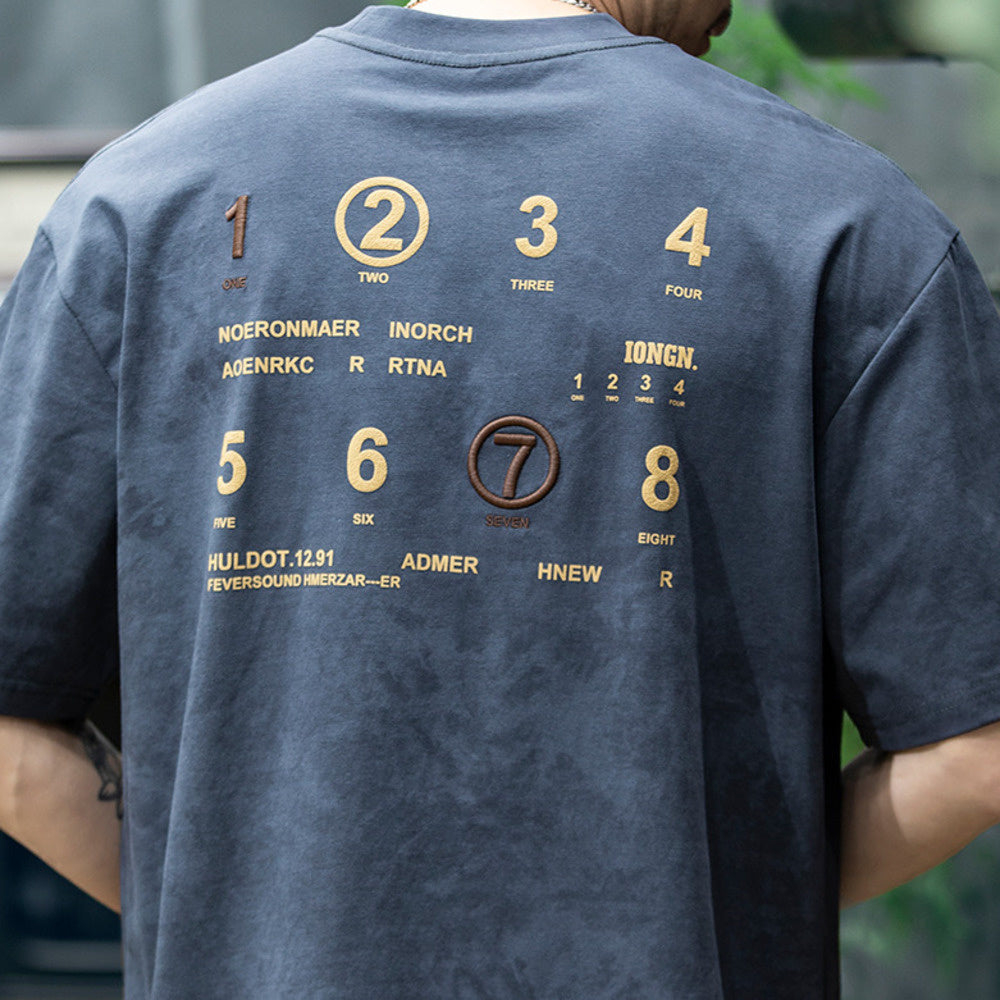 230g字母印花短袖t恤男夏季潮牌大碼美式寬松半袖男生刺繡體恤衫