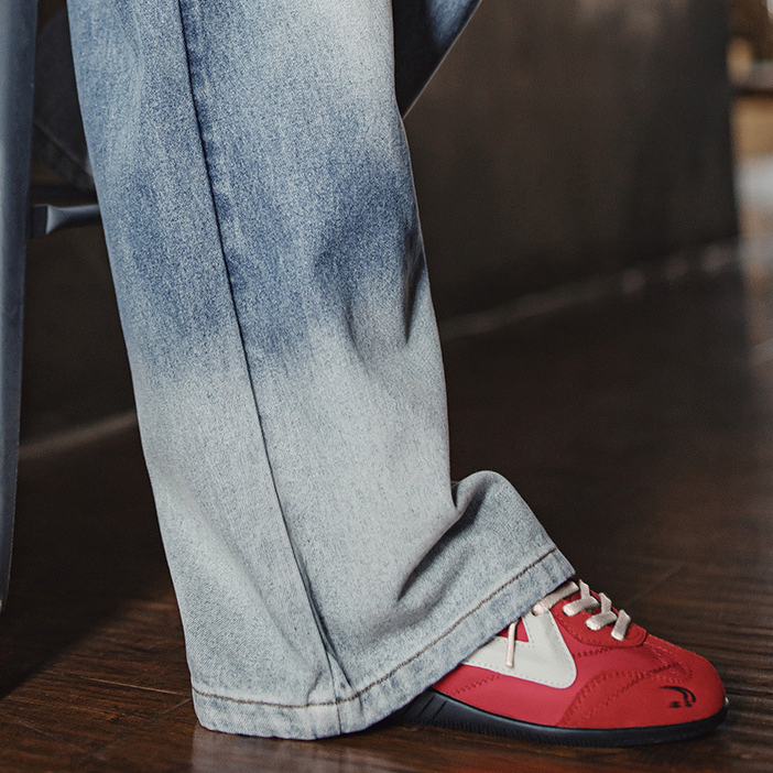 德訓紅色賽車鞋2025新款男女款復古薄底運動休閒鞋平底板鞋子