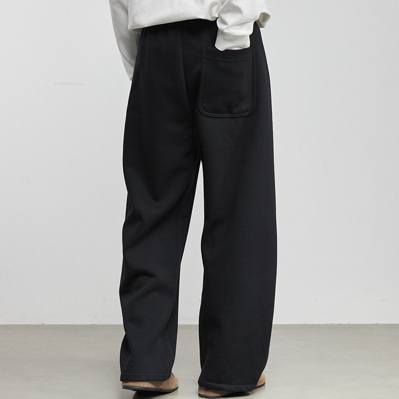 280g寬鬆抽繩休閒褲春季男小標裝飾純色簡約百搭衛褲運動長褲