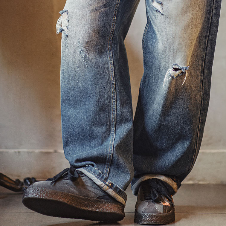 美式火山熔岩厚底板鞋黑色低幫爆裂紋潮流水晶底增高休閒鞋男