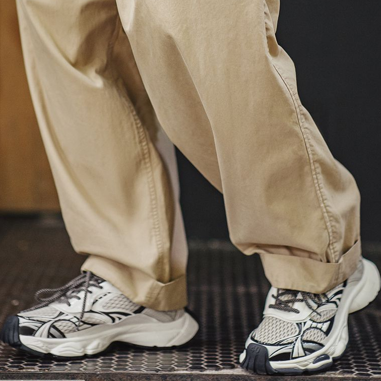 曼哈頓老爹鞋男秋季新款厚底網面增高白色軟底運動休閒鞋