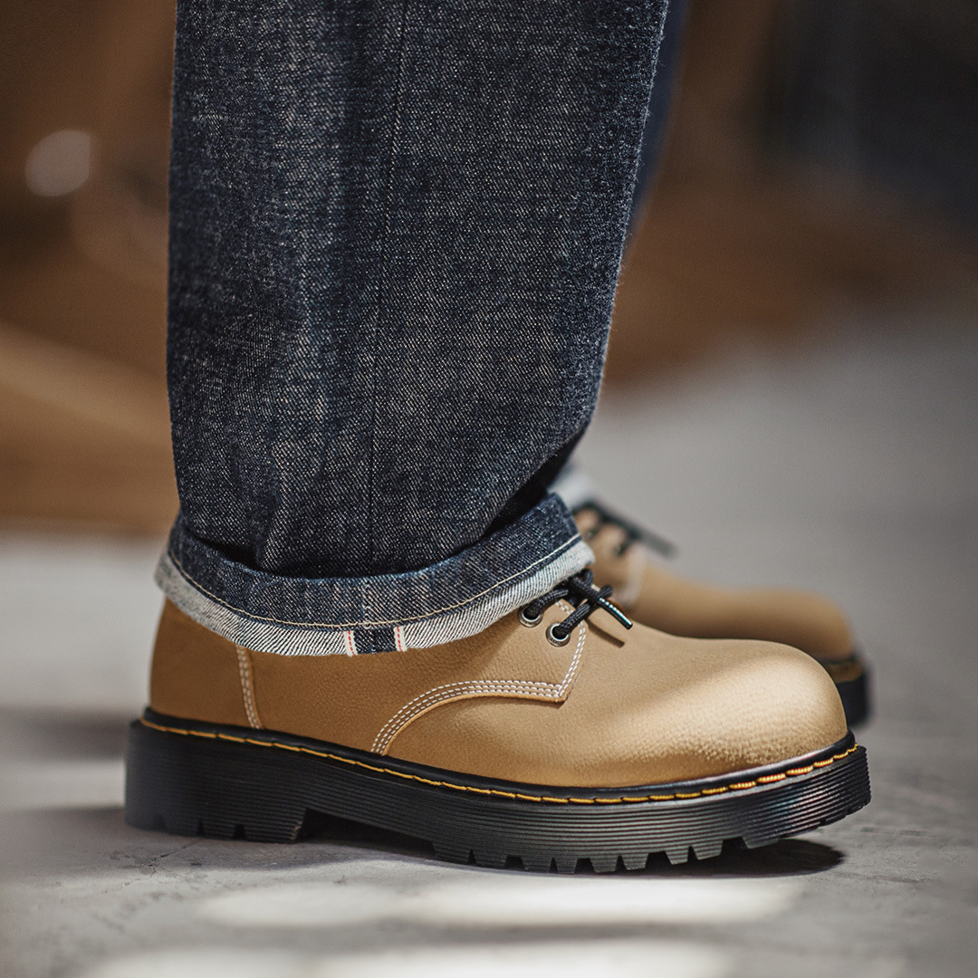 新款德比鞋夏季男士休閒軟底皮鞋厚底增高大頭棕色復古工裝鞋