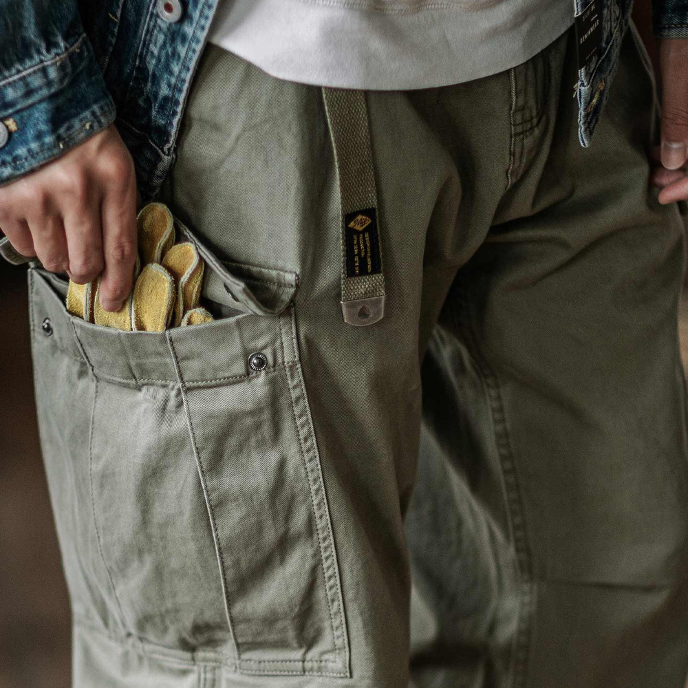 阿美咔叽全棉束脚口袋工装裤男 美式水洗宽松休闲长裤春