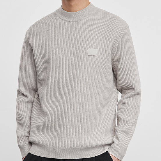 圓領淨暖豎條紋針織衫男冬季2025新款潮流加厚冬裝打底衫