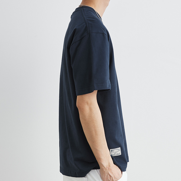 250g重磅美式復古英文刺繡短袖t恤男夏季新款寬鬆上衣潮