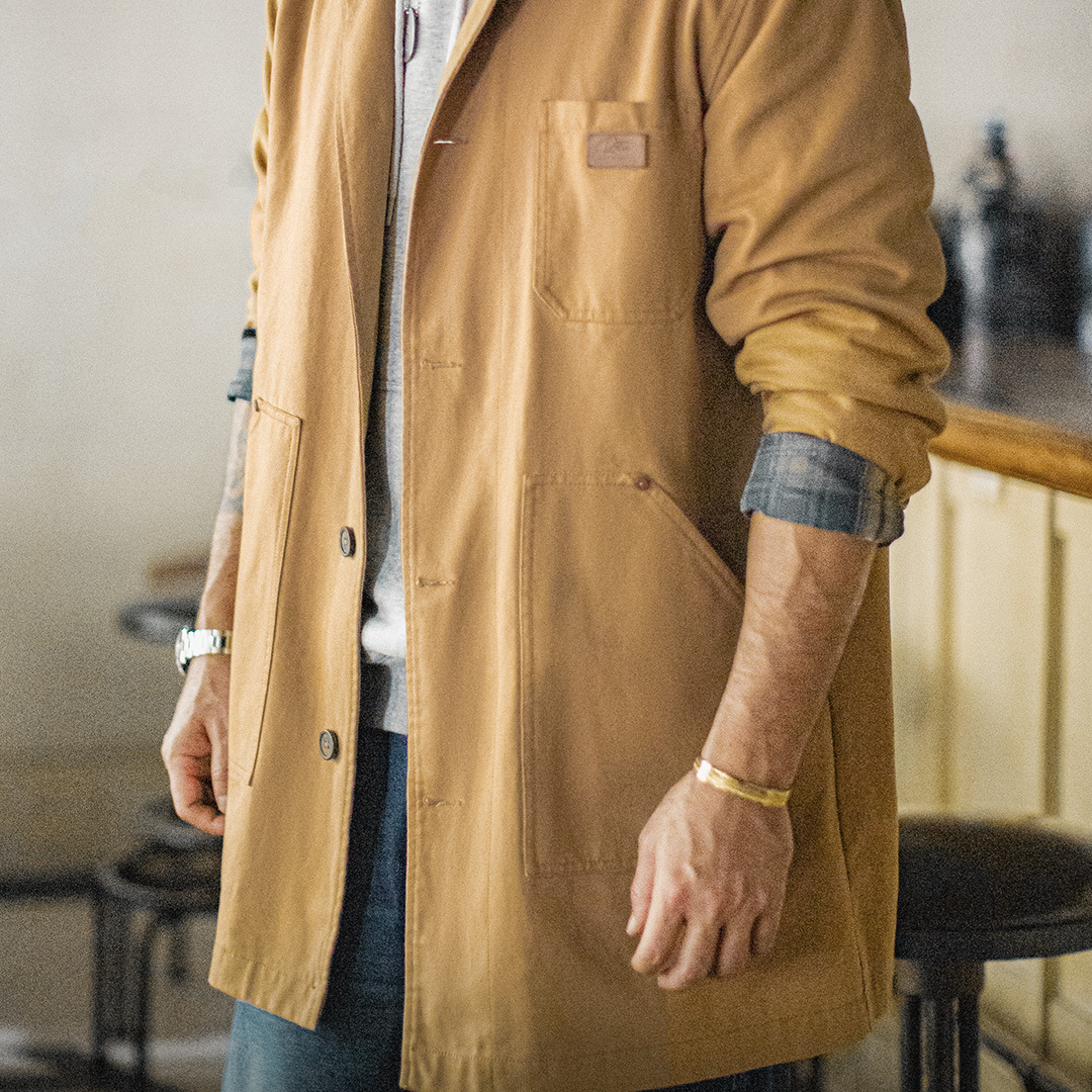 美式復古密歇根風衣卡其色巴恩風中長款廓形夾克外套男秋