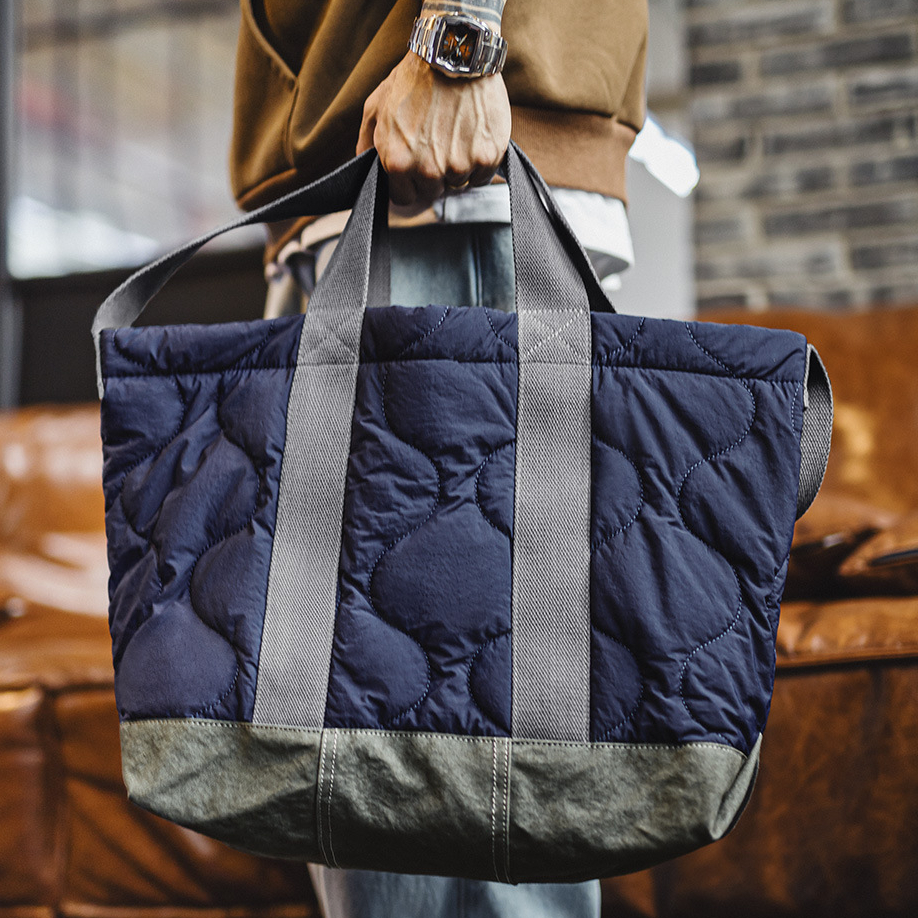 美式M65大容量內膽托特包電腦包通勤單肩包百搭手提包男