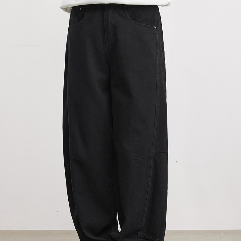 280g純棉立體剪裁休閒褲男士春季舒適百搭鬆緊腰闊腿褲長褲