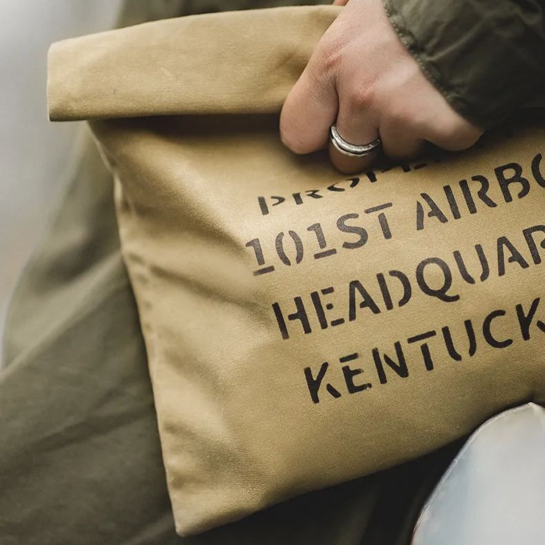 復古油蠟帆布手抓拿包阿美咔叽公文休閑郵差信封文件包