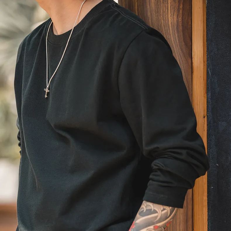 美式300G長袖T恤21支無感印花打底衫