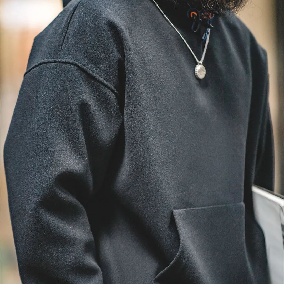 美式休閑毛呢連帽衛衣cleanfit廓形寬松套頭衫