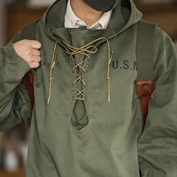 美式復古二戰甲板服短款風衣惡劣天氣外套連帽衫
