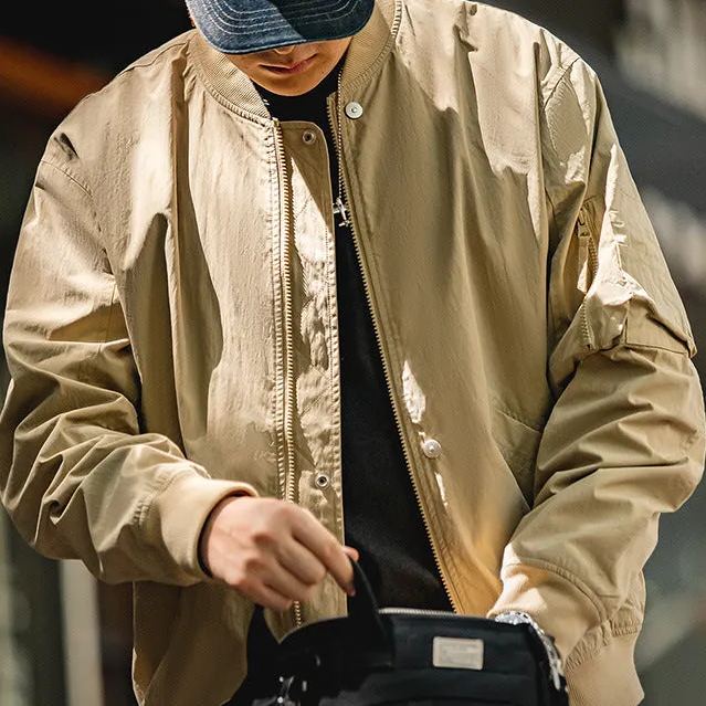 美式空中MA1飛行員夾克卡其色棒球服復古短款外套