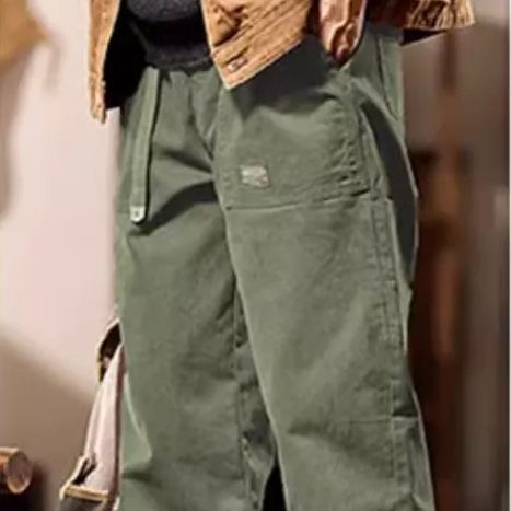 時尚潮流男裝休閑褲男士春季款美式復古工裝褲腰帶直筒長褲