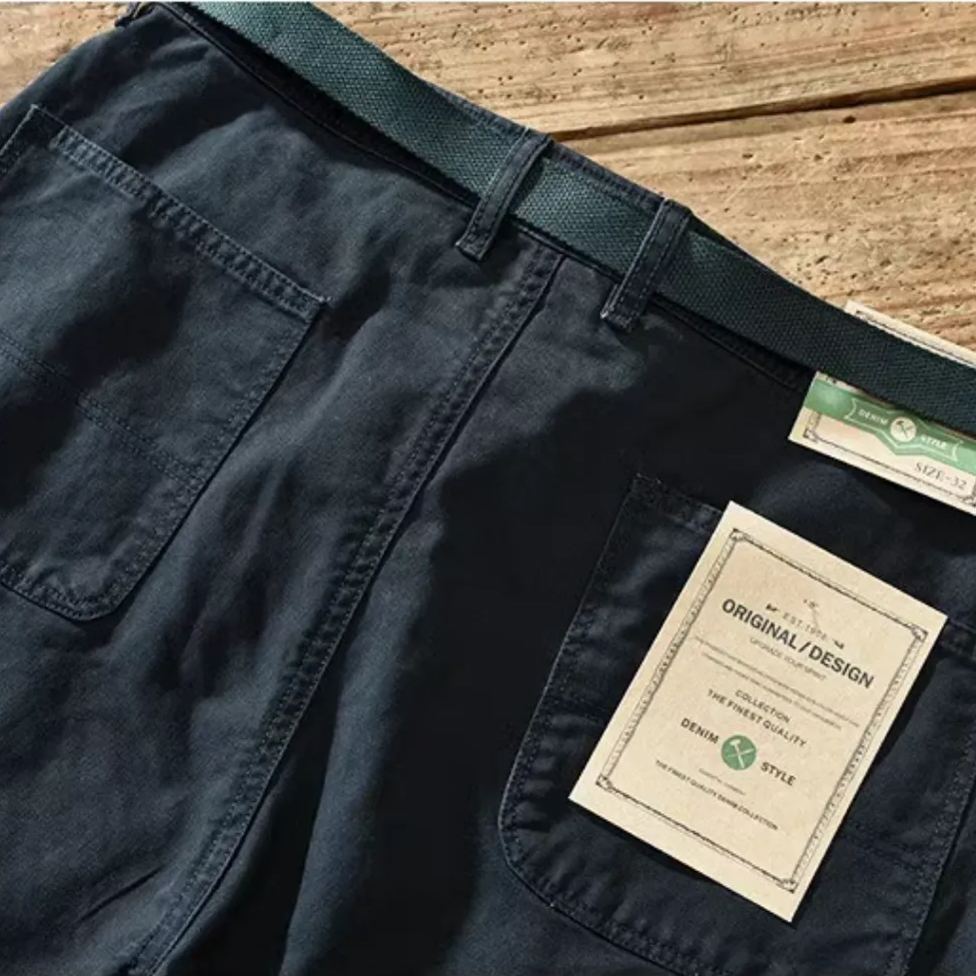 時尚潮流男裝休閑褲男士春季款美式復古工裝褲腰帶直筒長褲