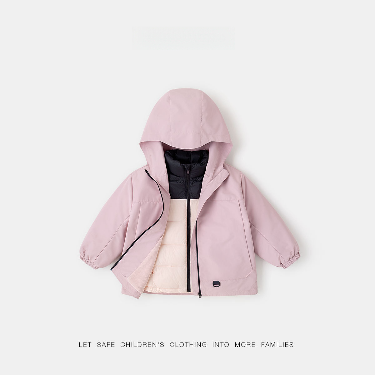 兒童秋冬蓄熱三合一羽絨服軟殼外套