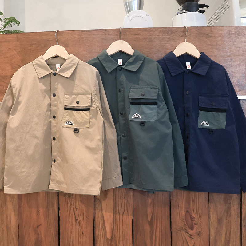 秋季男童撞色拼接工裝襯衣