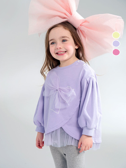 女童可愛春季蝴蝶結衛衣打底褲兩件套裝