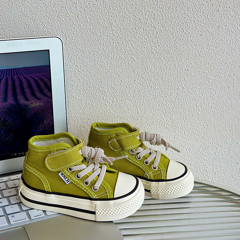 兒童軟底芒果頭高幫帆布鞋