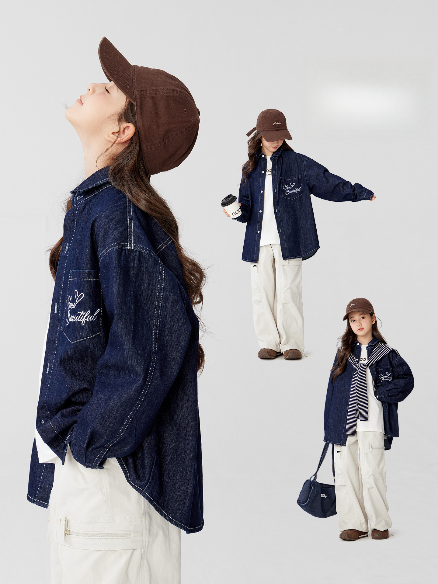 女童軟牛仔襯衫外套