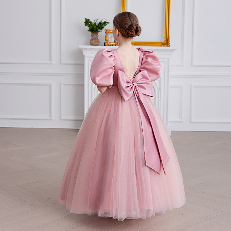 女童大蝴蝶結泡泡袖禮服