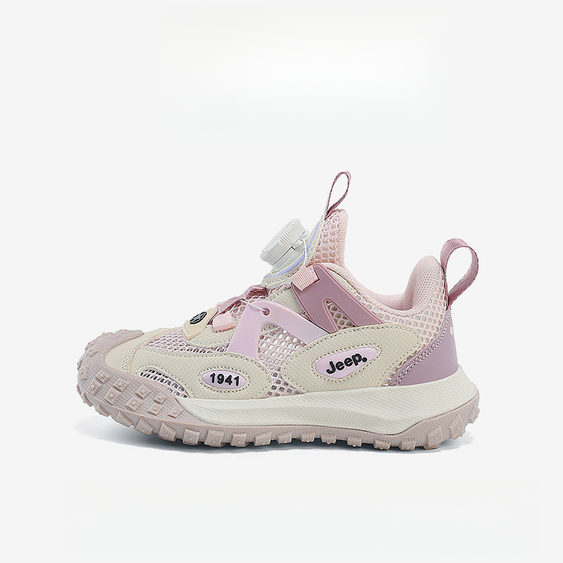 男童夏季旋轉紐扣網面透氣休閒運動鞋