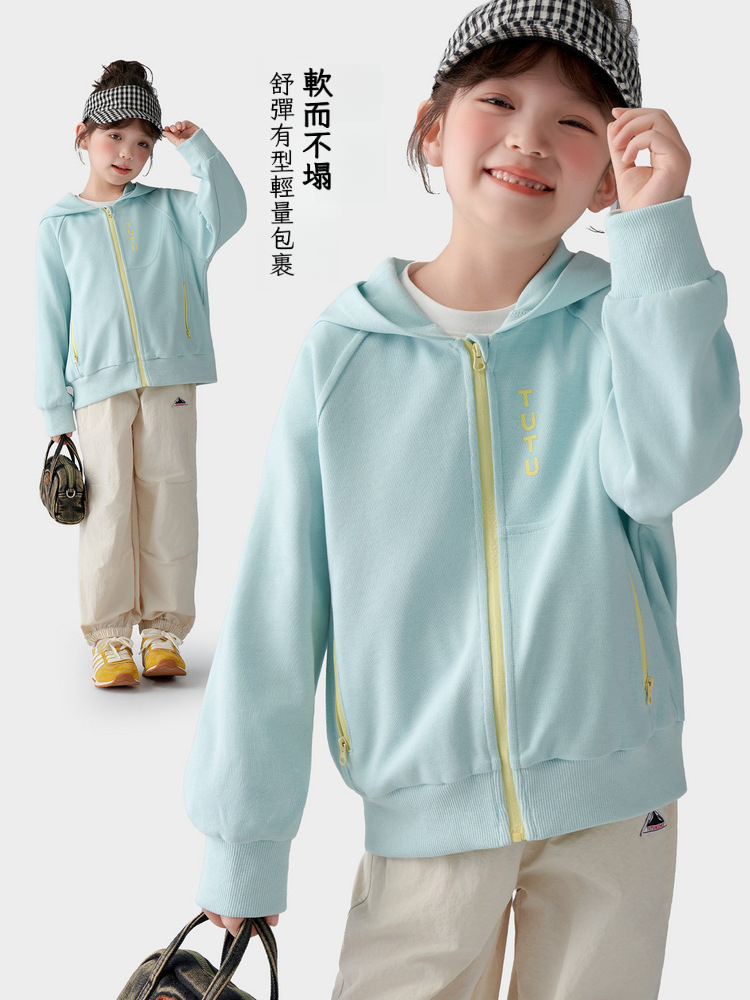 春季女童拉鏈連帽衛衣