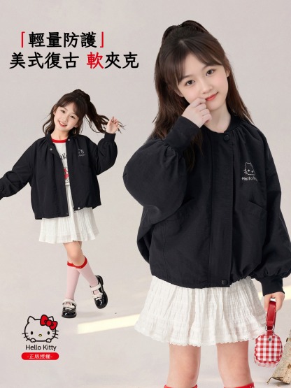 春季女童美式復古軟夾克親子外套