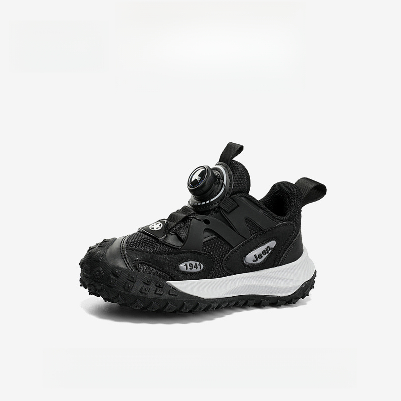 男童夏季旋轉紐扣網面透氣休閒運動鞋