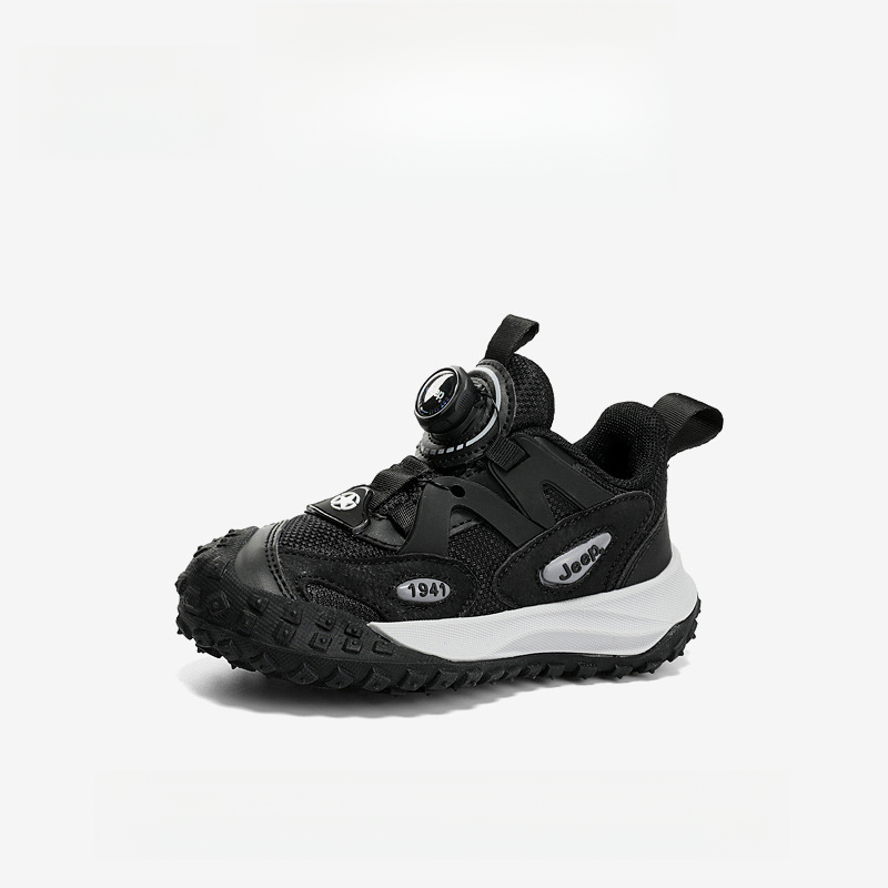 男童夏季旋轉紐扣網面透氣休閒運動鞋