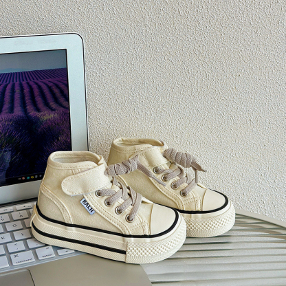 兒童軟底芒果頭高幫帆布鞋