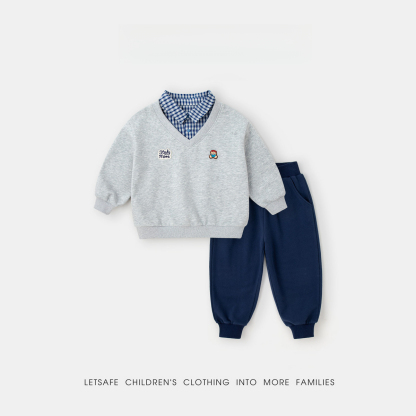 春季男童學院風衛衣褲子兩件套