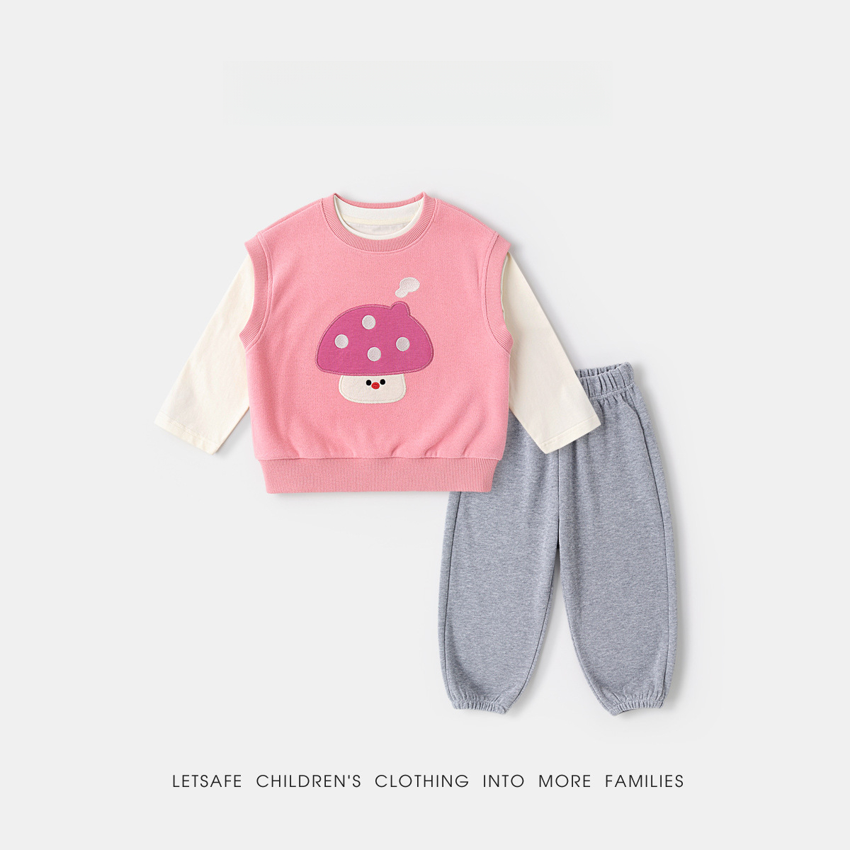 春季兒童馬甲T恤褲子三件套