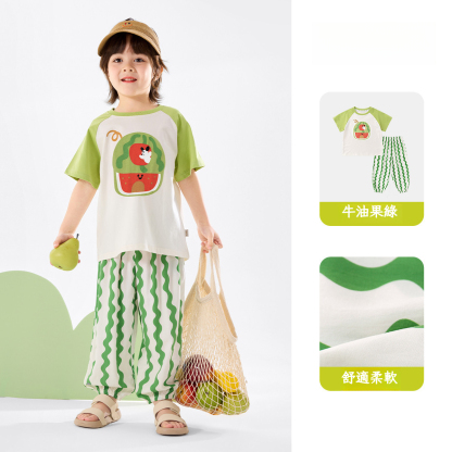 兒童清爽童趣短袖長褲套裝